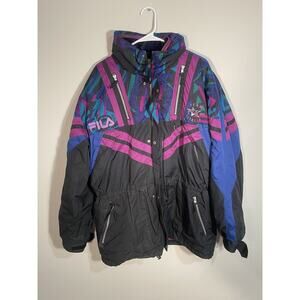Vintage Fila Team Italia Ski Jacket Coat Hooded Retro Thermore Size 46‎